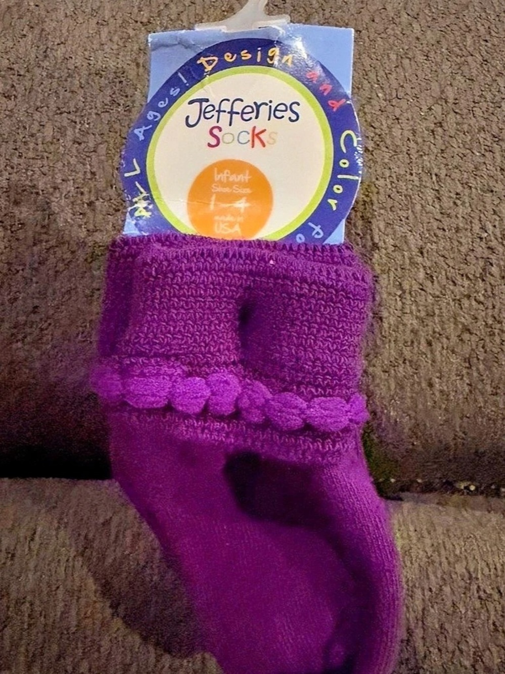 2 pack Jeffries Purple Knit Pom Sock NWT
